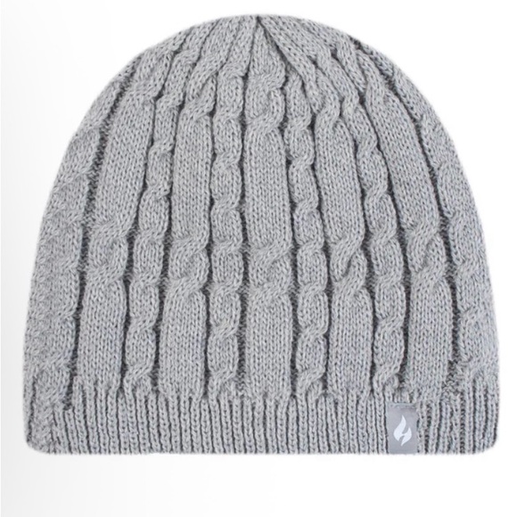 Heat Holders Stylish Gray Cable Knit Beanie for women OS NWT - Picture 2 of 10